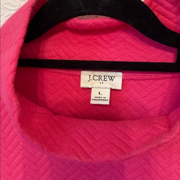J. Crew Herringbone mockneck sweatshirt Size L SOFT FUCHSIA pink - Picture 3 of 7